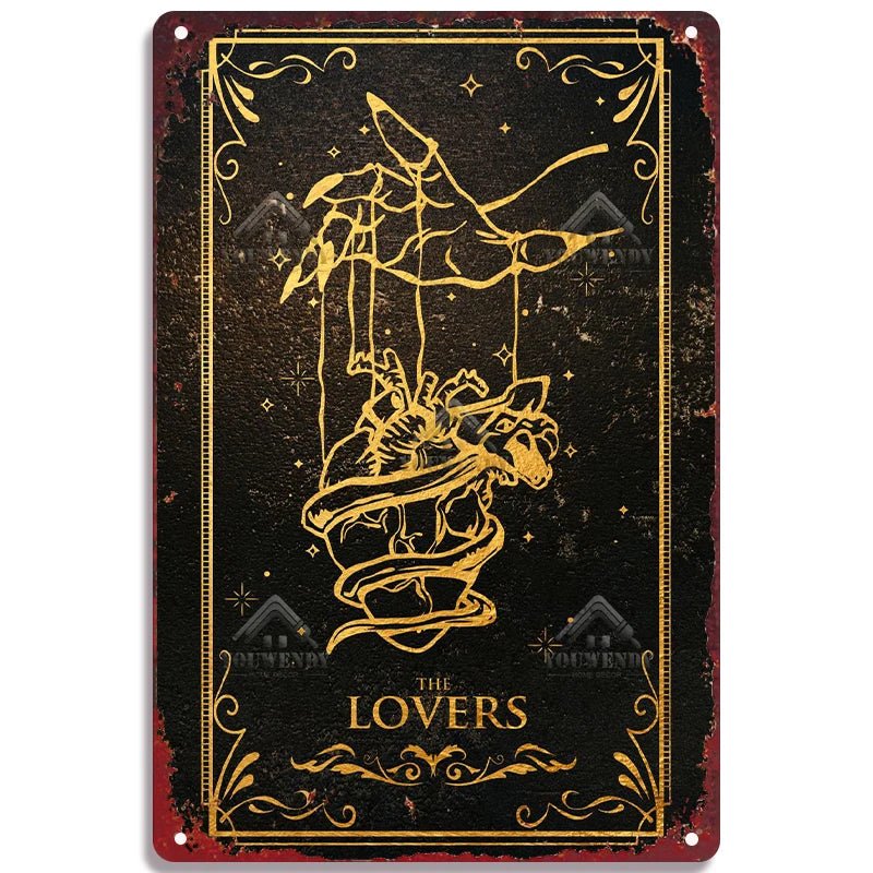 Tarot Metal Poster Wall Decor - Mystical Rose Gems