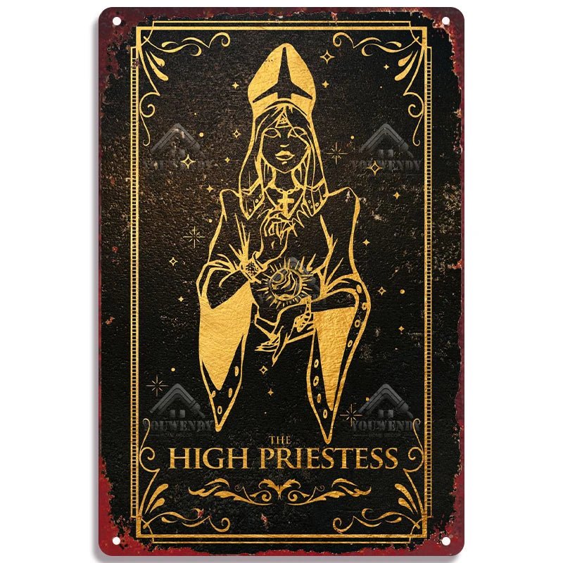 Tarot Metal Poster Wall Decor - Mystical Rose Gems