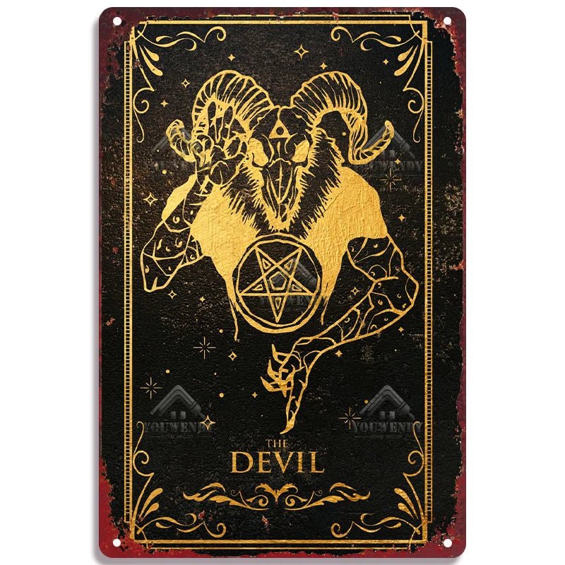 Tarot Metal Poster Wall Decor - Mystical Rose Gems