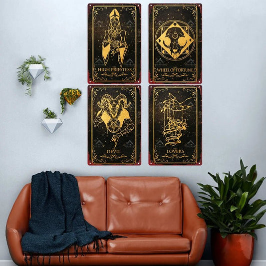 Tarot Metal Poster Wall Decor - Mystical Rose Gems