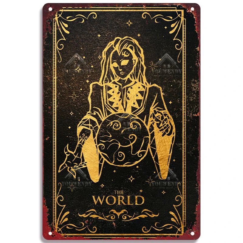 Tarot Metal Poster Wall Decor - Mystical Rose Gems