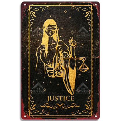 Tarot Metal Poster Wall Decor - Mystical Rose Gems