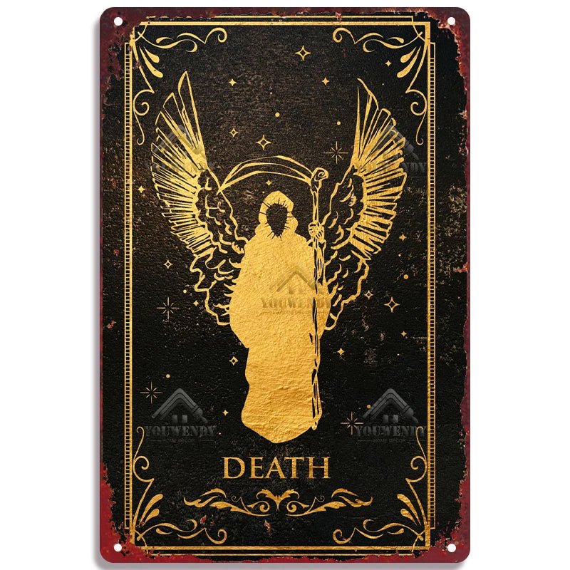 Tarot Metal Poster Wall Decor - Mystical Rose Gems