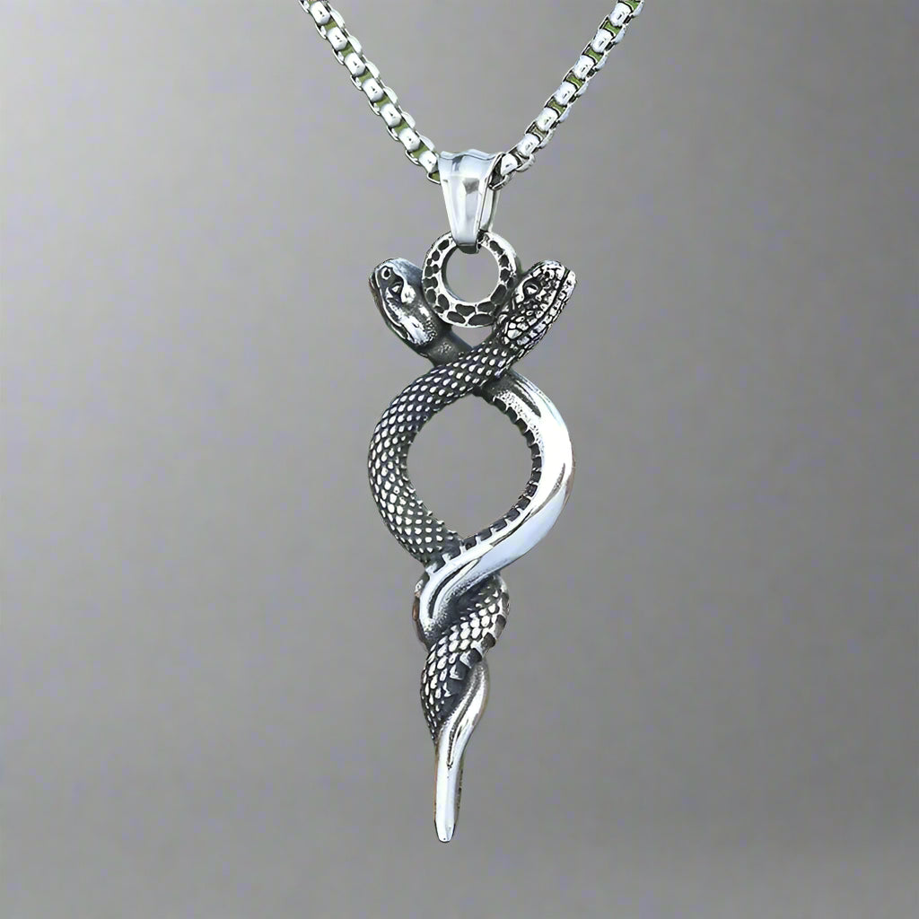 Twisted Snakes Pendant Necklace in Silver - Mystical Rose Gems