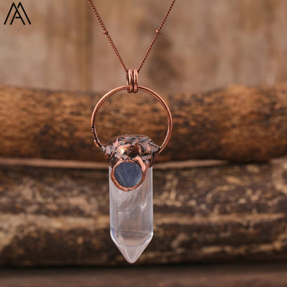 Unique Handmade Copper Necklaces with Crystals - Mystical Rose Gems