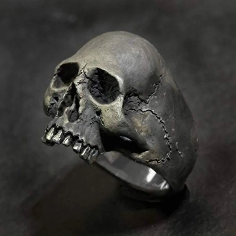 Vintage - Inspired Stainless Steel Skull Rings - Unisex Large Sizes - Mystical Rose Gems