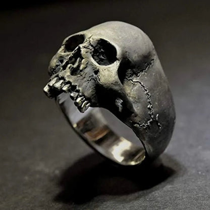 Vintage - Inspired Stainless Steel Skull Rings - Unisex Large Sizes - Mystical Rose Gems