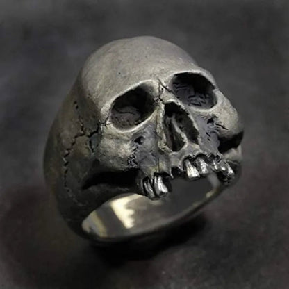 Vintage - Inspired Stainless Steel Skull Rings - Unisex Large Sizes - Mystical Rose Gems