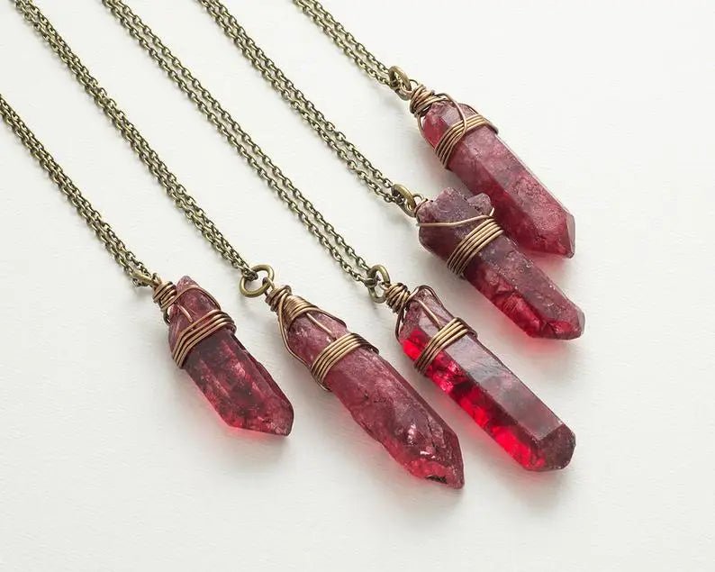 White Rainbow Aura Quartz Crystal Necklace & Other Styles - Mystical Rose Gems