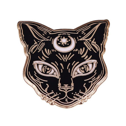 Witchy Black Cat Pin - Mystical Rose Gems