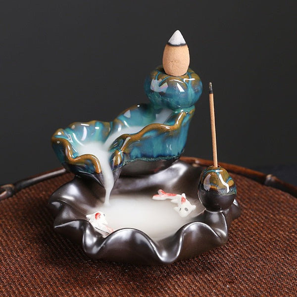 Backflow Ceramic Smoke Incense Burner - Mystical Rose Gems