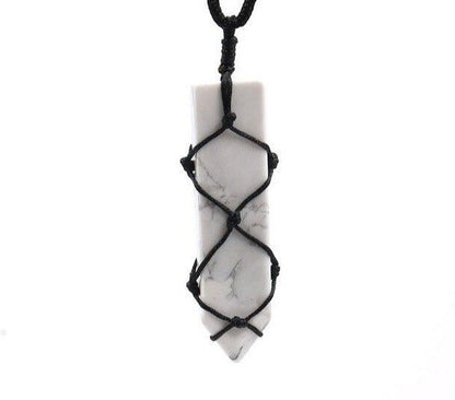 Black Hemp Wrapped Natural Crystal Necklaces - Mystical Rose Gems