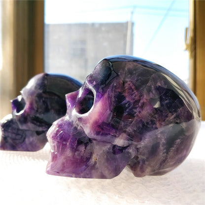 Brazilian Dream Amethyst Hand-Carved Skull - Mystical Rose Gems