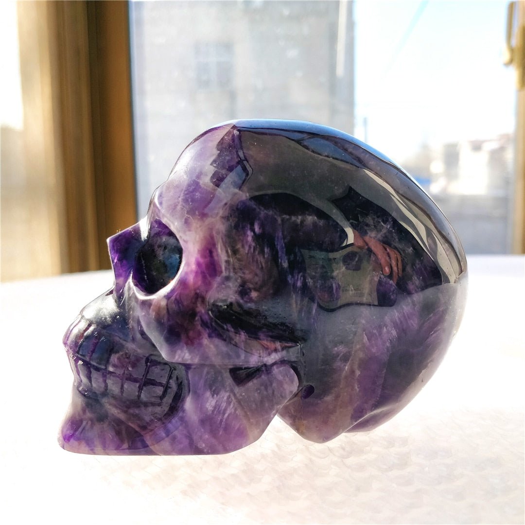 Brazilian Dream Amethyst Hand-Carved Skull - Mystical Rose Gems