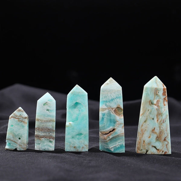 Caribbean Blue Calcite Crystal Point Tower (Rough) - Mystical Rose Gems