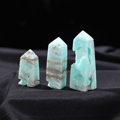 Caribbean Blue Calcite Crystal Point Tower (Rough) - Mystical Rose Gems