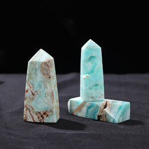 Caribbean Blue Calcite Crystal Point Tower (Rough) - Mystical Rose Gems