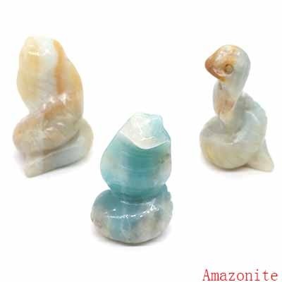 Carved Stone Snake Statue - Mystical Rose Gems