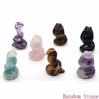 Carved Stone Snake Statue - Mystical Rose Gems