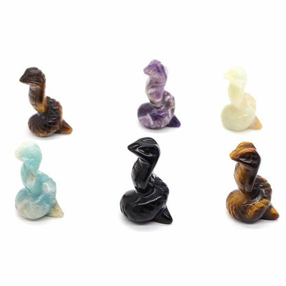 Carved Stone Snake Statue - Mystical Rose Gems