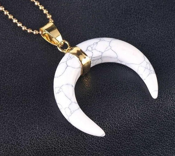 Crescent Moon Pendant Necklaces - Natural Stones - Mystical Rose Gems