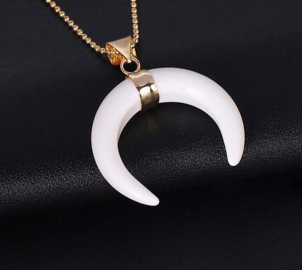 Crescent Moon Pendant Necklaces - Natural Stones - Mystical Rose Gems