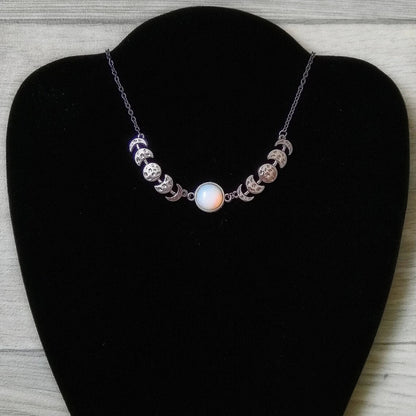 Crescent Moon Phase Goddess Choker - Mystical Rose Gems