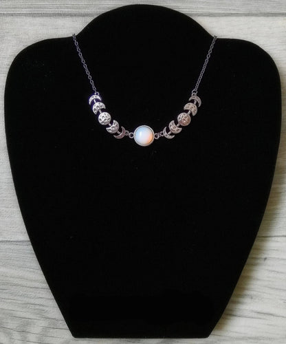 Crescent Moon Phase Goddess Choker - Mystical Rose Gems