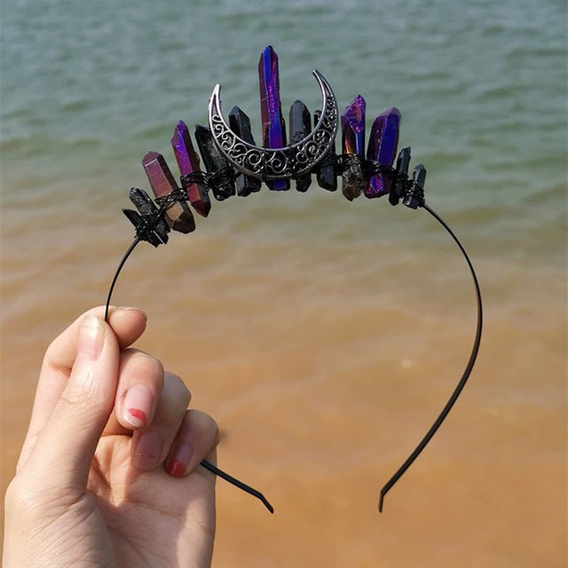 Crystal Headband Crowns with Moon - Mystical Rose Gems