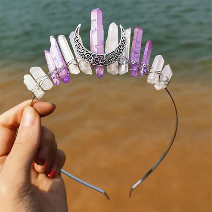 Crystal Headband Crowns with Moon - Mystical Rose Gems