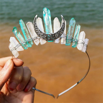 Crystal Headband Crowns with Moon - Mystical Rose Gems