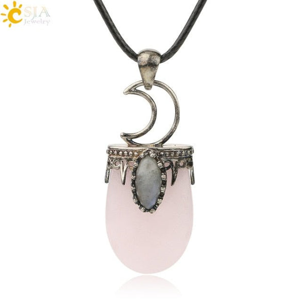 Crystal Pendants with Moon Detail - Mystical Rose Gems