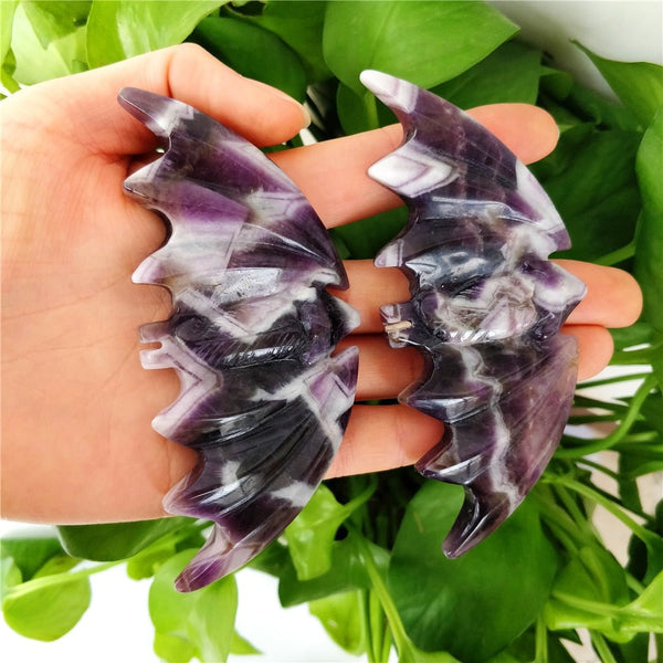 Dream Amethyst Crystal Hand-Carved Bat - Mystical Rose Gems