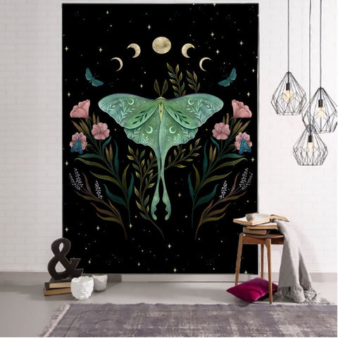 Flower Butterfly Pattern Tapestry - Mystical Rose Gems