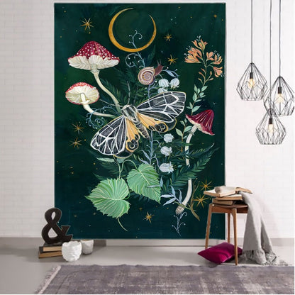 Flower Butterfly Pattern Tapestry - Mystical Rose Gems