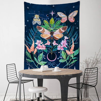 Flower Butterfly Pattern Tapestry - Mystical Rose Gems