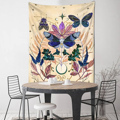 Flower Butterfly Pattern Tapestry - Mystical Rose Gems