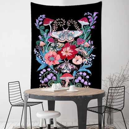 Flower Butterfly Pattern Tapestry - Mystical Rose Gems