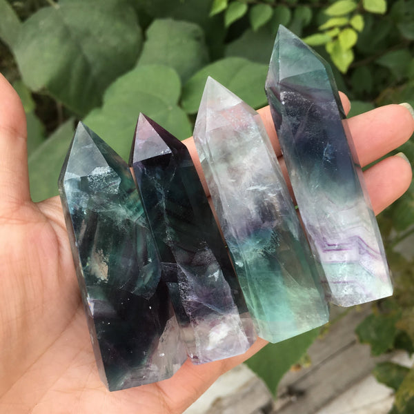 Fluorite Quartz Crystal Point - Mystical Rose Gems