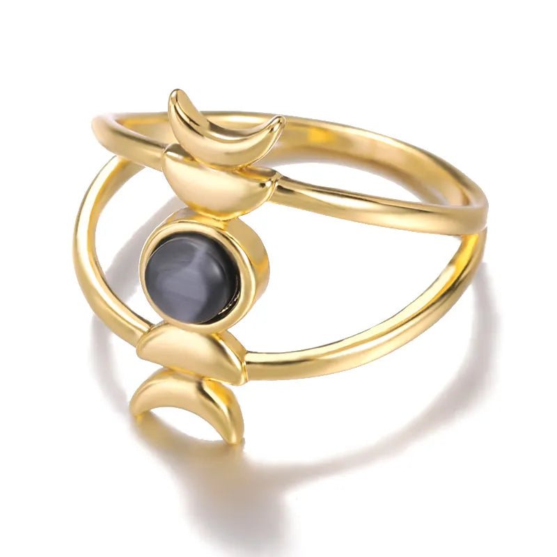 Gold or Silver Lunar Eclipse Ring - Mystical Rose Gems