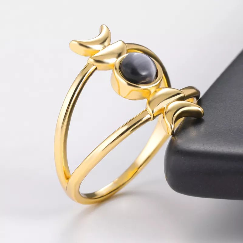 Gold or Silver Lunar Eclipse Ring - Mystical Rose Gems