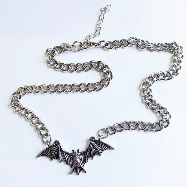 Gothic Bat Chain Choker Necklace - Mystical Rose Gems