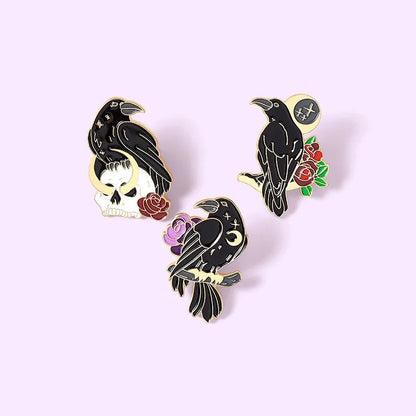 Gothic Crow Pins - Mystical Rose Gems