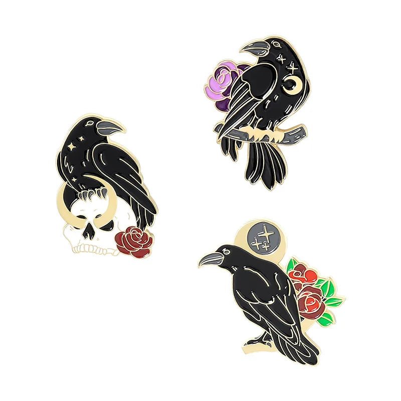 Gothic Crow Pins - Mystical Rose Gems