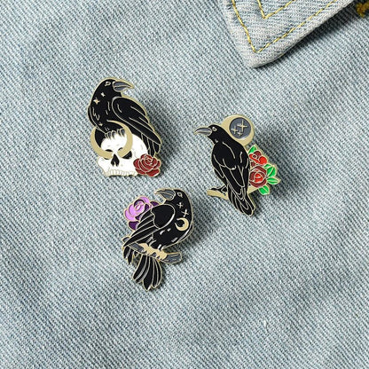 Gothic Crow Pins - Mystical Rose Gems