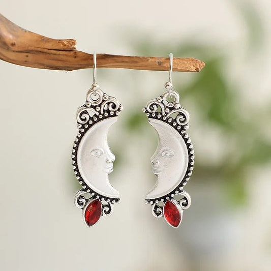 Half Moon Ornate Vintage-Inspired Earrings - Mystical Rose Gems