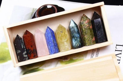 Hand-Carved Crystal Points with Box - Mystical Rose Gems