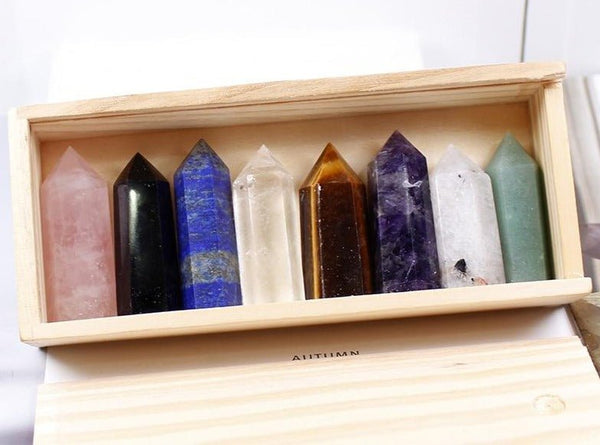 Hand-Carved Crystal Points with Box - Mystical Rose Gems