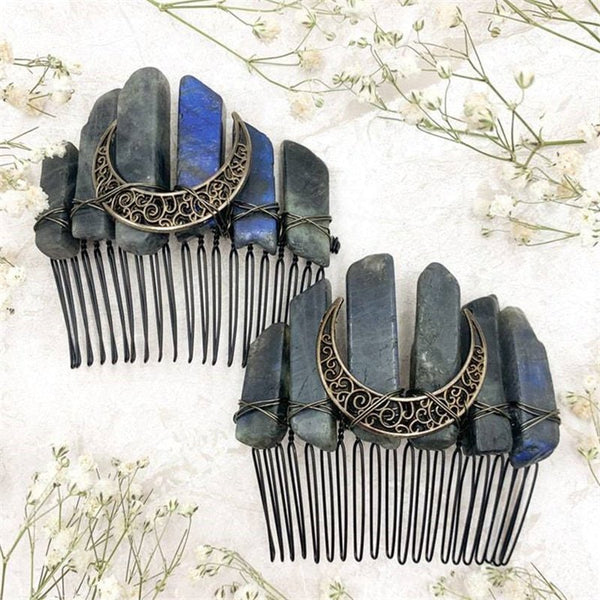 Handmade Crystal Comb Hair Accessories - Mystical Rose Gems