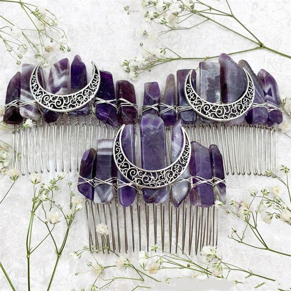 Handmade Crystal Comb Hair Accessories - Mystical Rose Gems